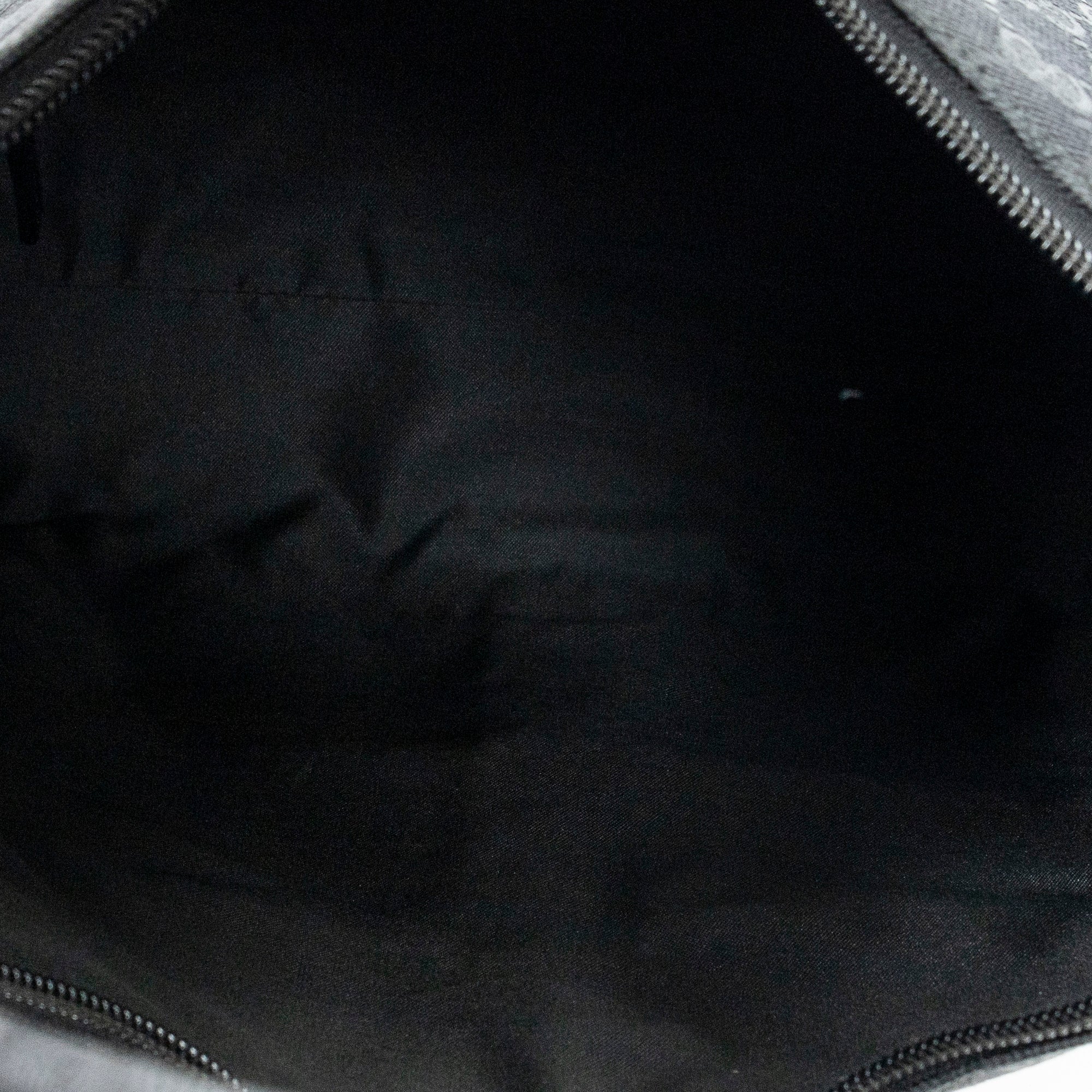 Shoulder Bag Double Pocket Hobo Black Monogrammed Canvas