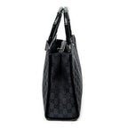Shoulder Bag Square Bamboo Tote Black Monogrammed Canvas