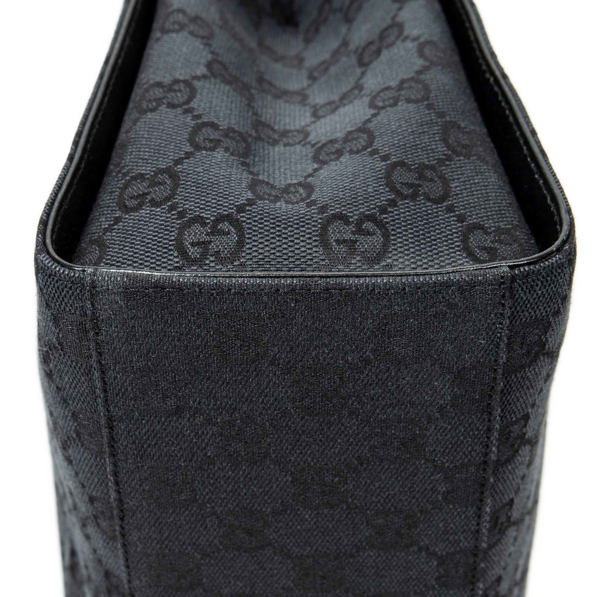 Shoulder Bag Square Bamboo Tote Black Monogrammed Canvas