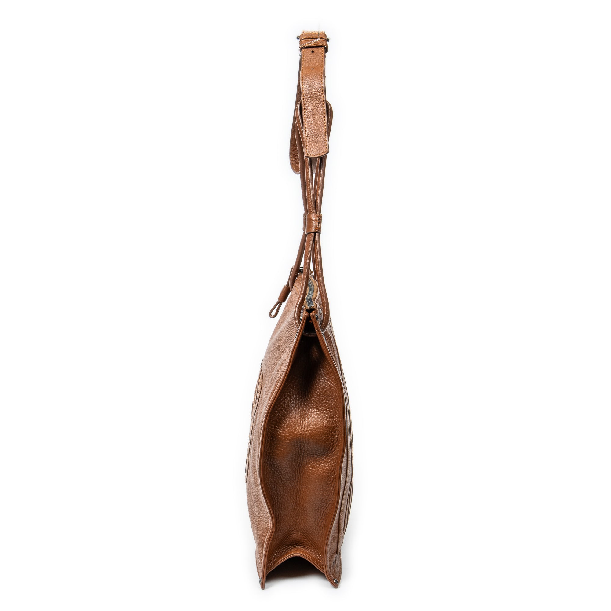 Shoulder Bag Vintage Anagram Flat Crossbody Tan Calfskin Leather