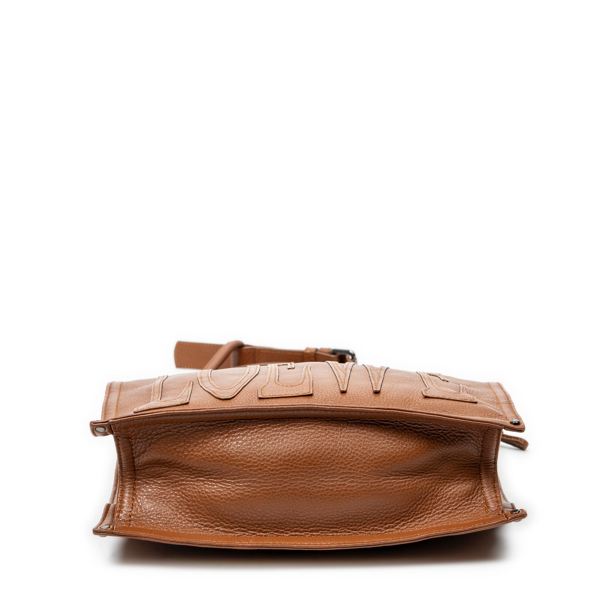 Shoulder Bag Vintage Anagram Flat Crossbody Tan Calfskin Leather