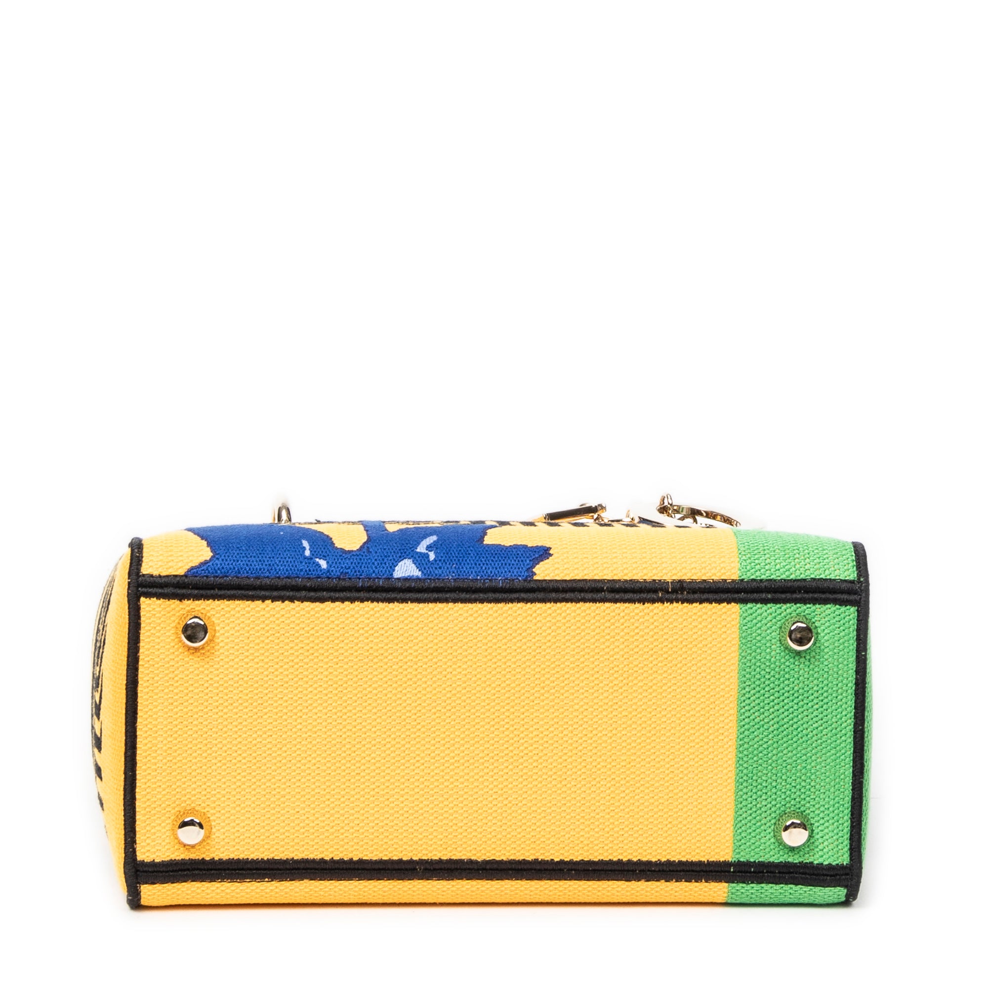 Shoulder Bag Medium Lady D-Lite Yellow Embroidered Canvas