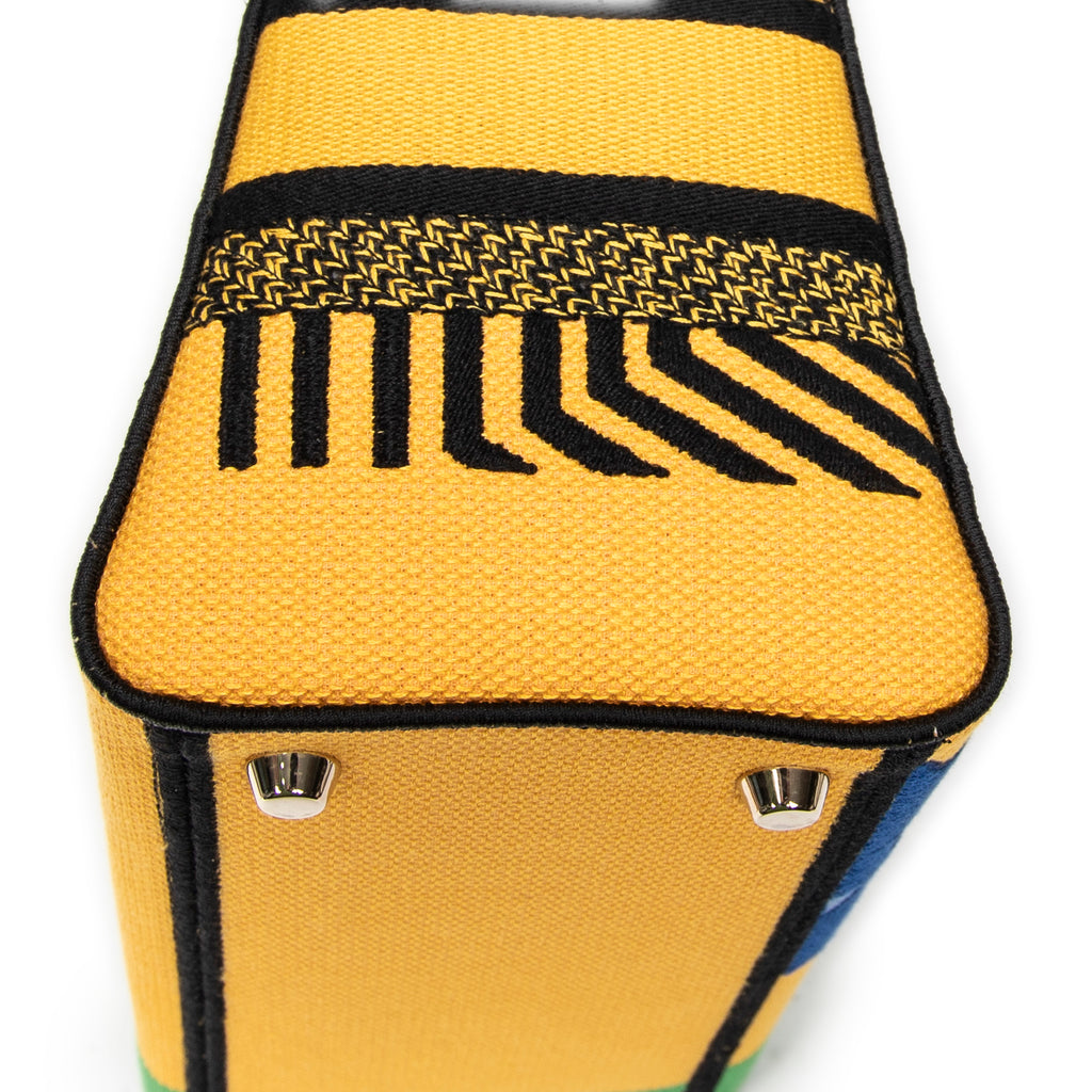 Shoulder Bag Medium Lady D-Lite Yellow Embroidered Canvas