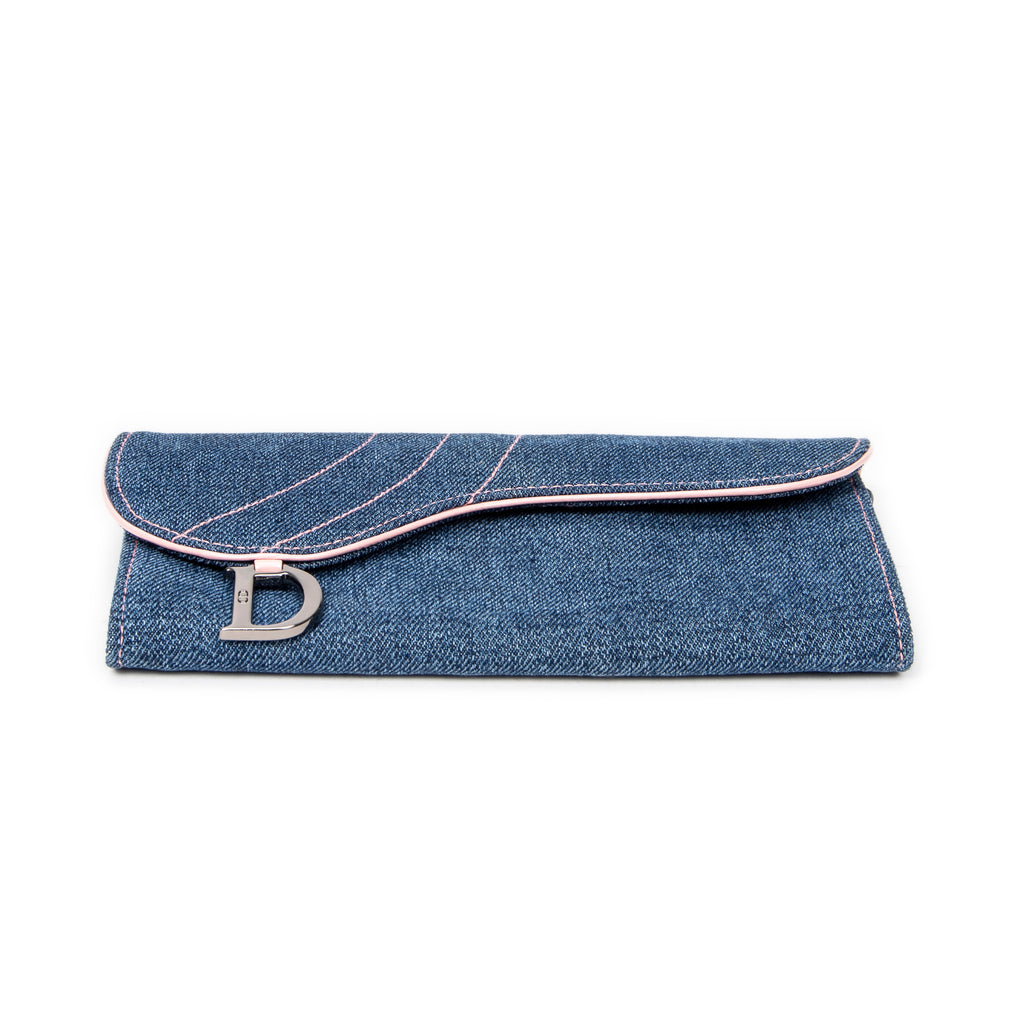 Wallet Long Jean Saddle Wallet Blue Denim Canvas