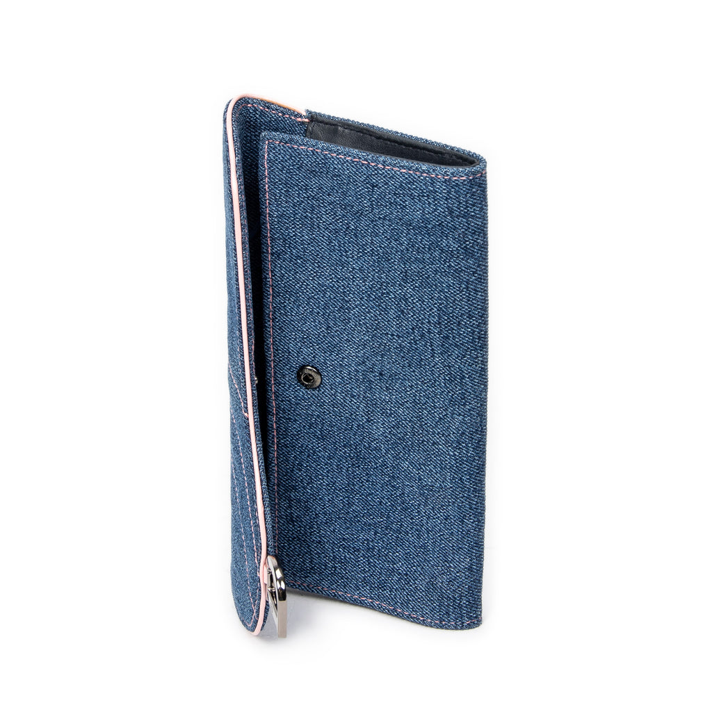 Wallet Long Jean Saddle Wallet Blue Denim Canvas
