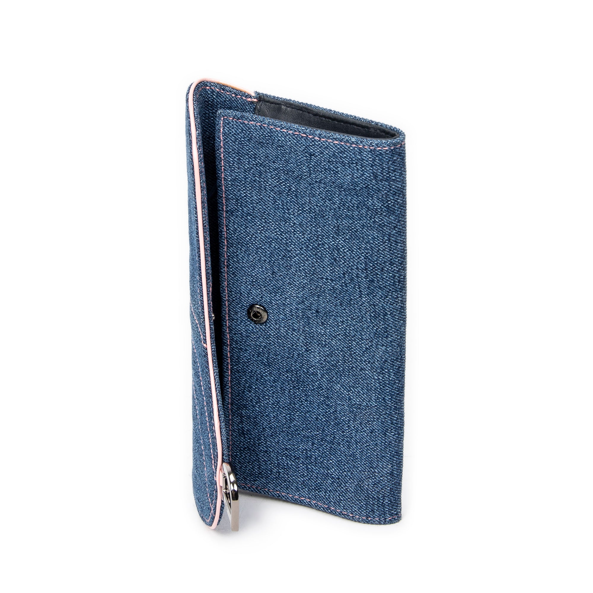 Wallet Long Jean Saddle Wallet Blue Denim Canvas