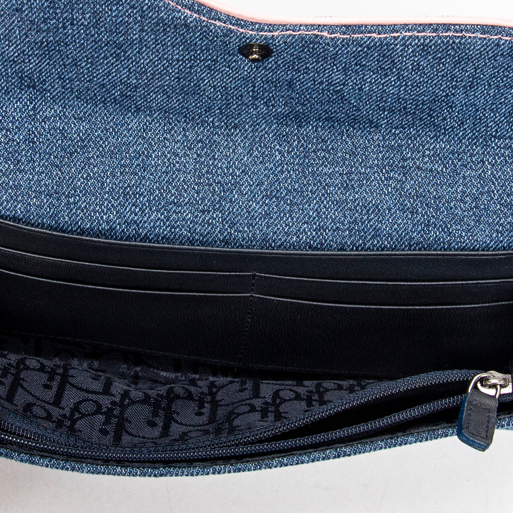 Wallet Long Jean Saddle Wallet Blue Denim Canvas
