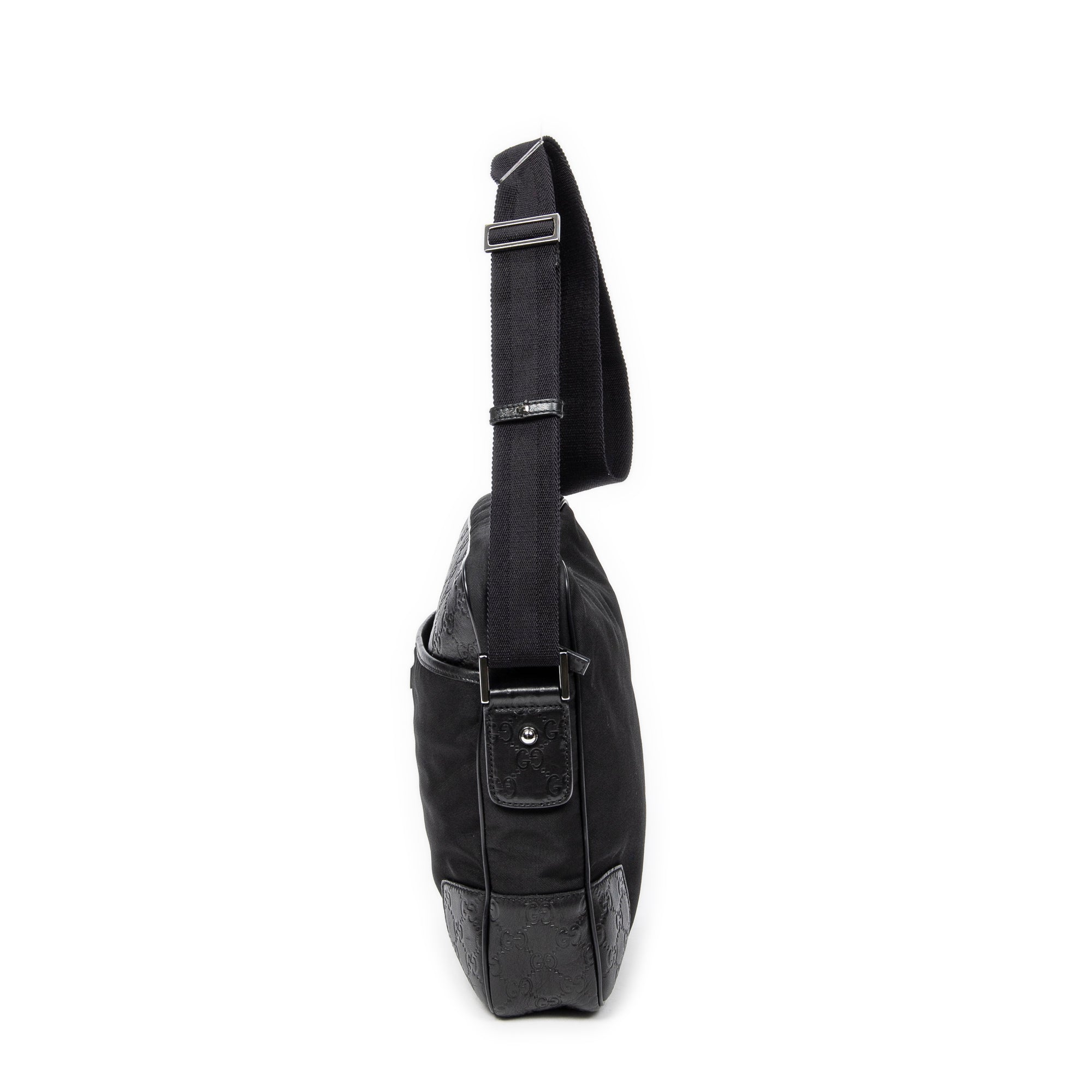 Shoulder Bag Square Slip Pocket Crossbody Black Nylon Canvas