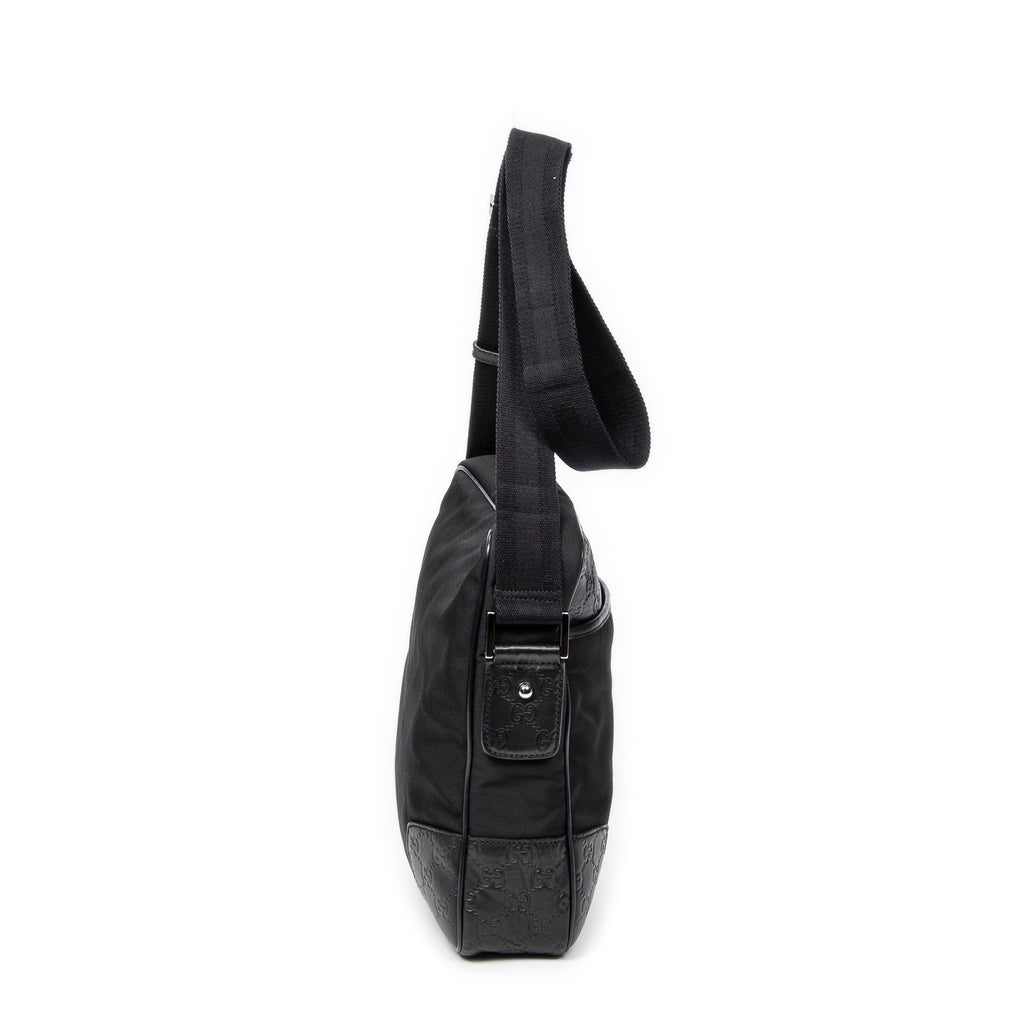 Shoulder Bag Square Slip Pocket Crossbody Black Nylon Canvas