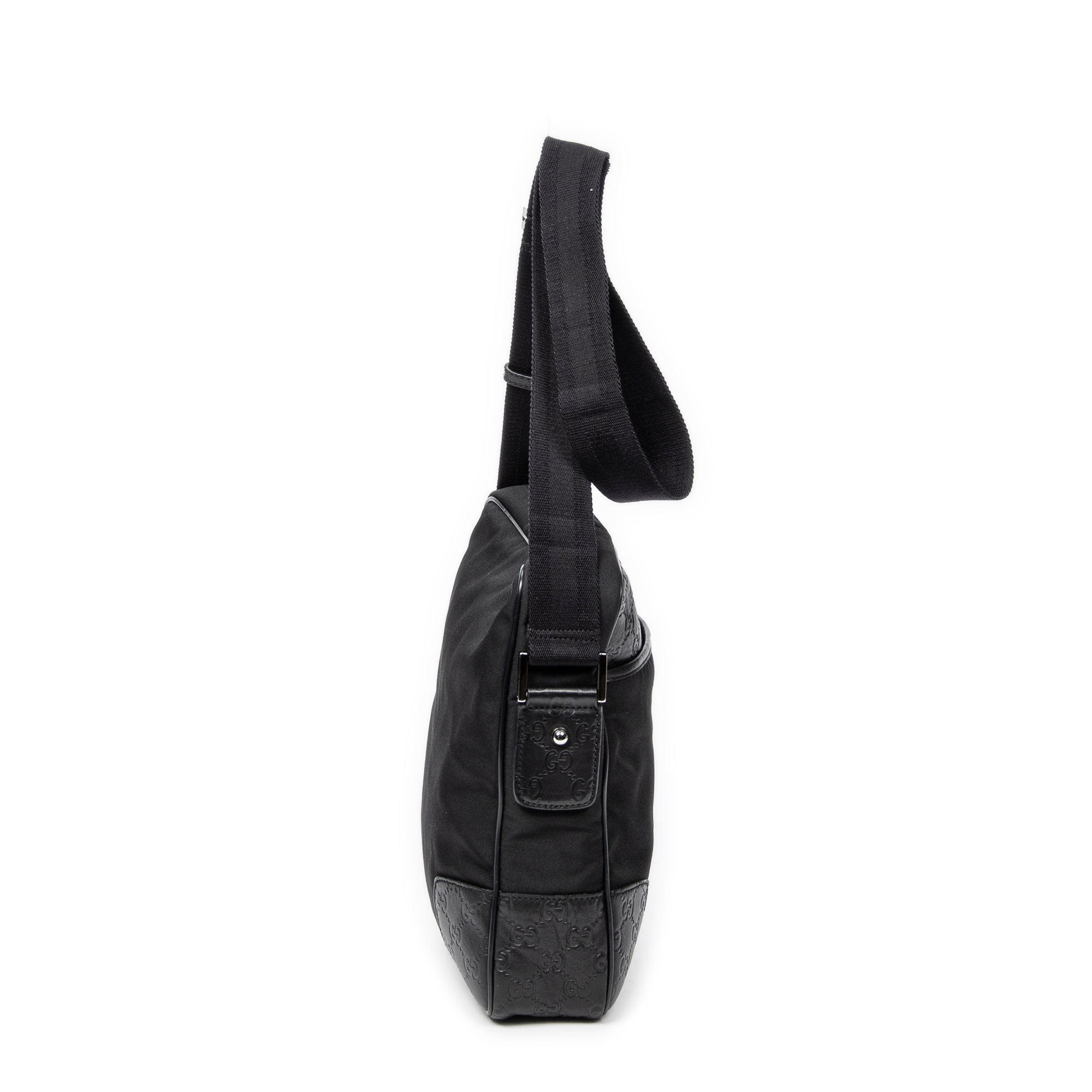 Shoulder Bag Square Slip Pocket Crossbody Black Nylon Canvas