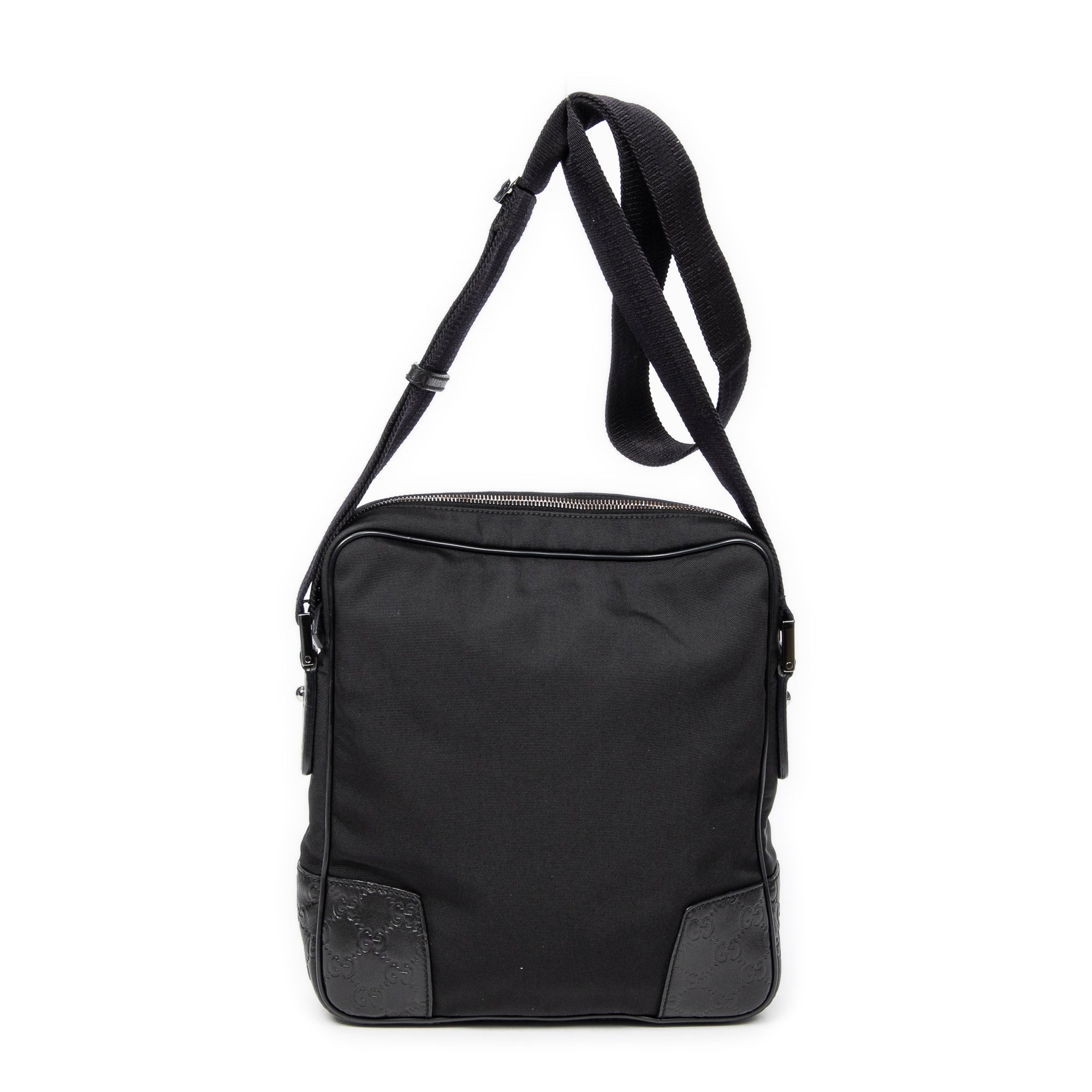 Shoulder Bag Square Slip Pocket Crossbody Black Nylon Canvas