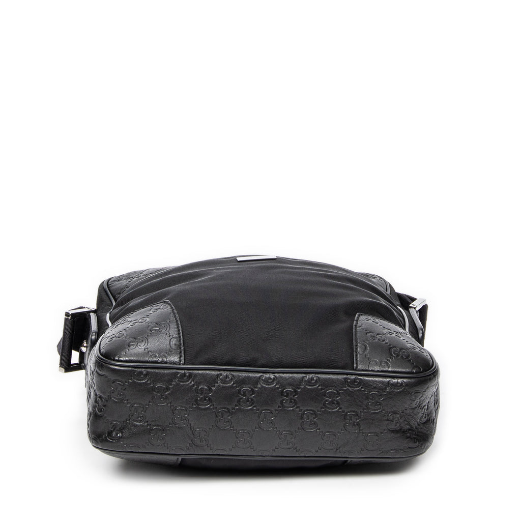 Shoulder Bag Square Slip Pocket Crossbody Black Nylon Canvas