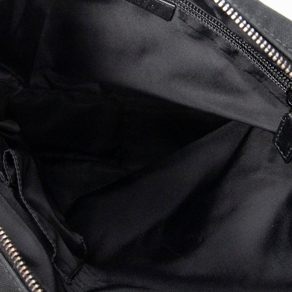 Shoulder Bag Square Slip Pocket Crossbody Black Nylon Canvas