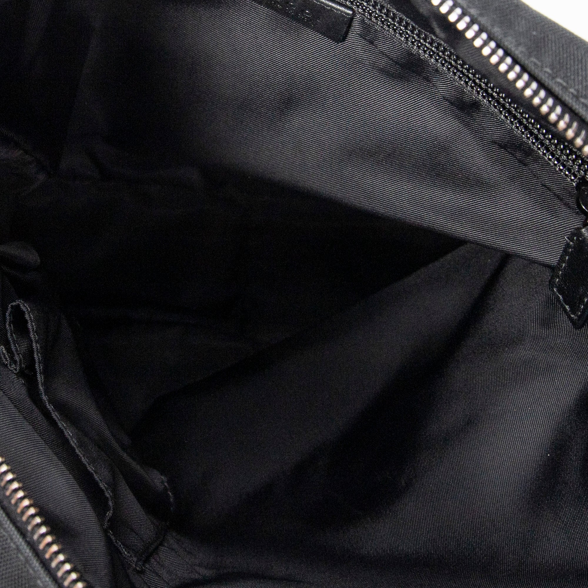 Shoulder Bag Square Slip Pocket Crossbody Black Nylon Canvas