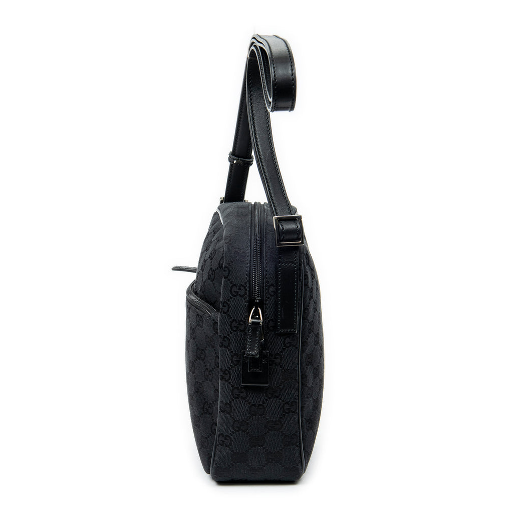 Shoulder Bag Small Square Crossbody Black Monogrammed Canvas