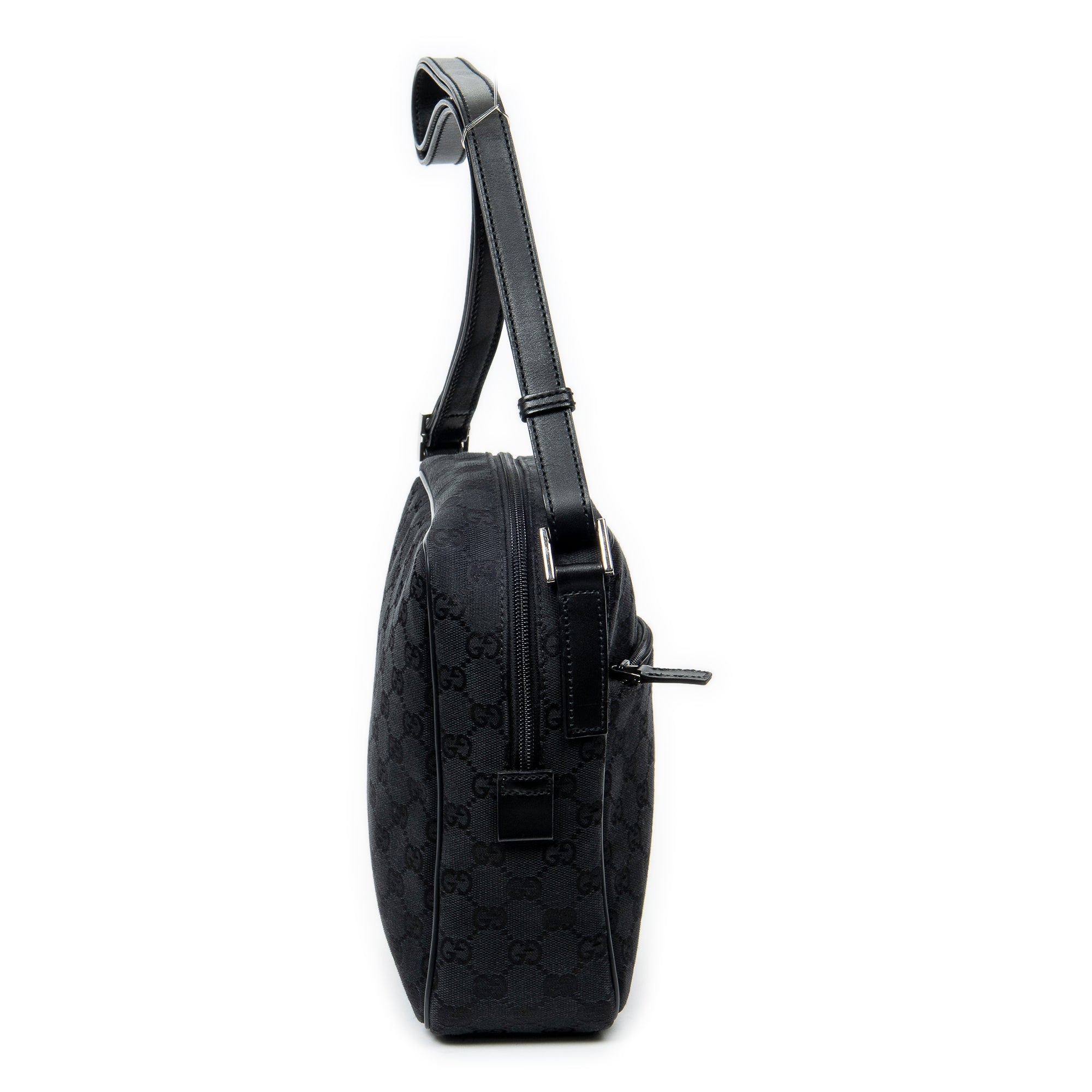 Shoulder Bag Small Square Crossbody Black Monogrammed Canvas