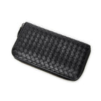 Wallet Zip Around Wallet Black Intrecciato Leather