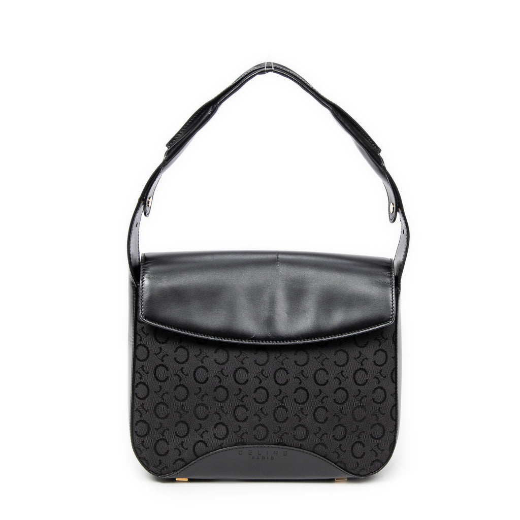 Shoulder Bag Square Flap Hobo Black C Macadam Canvas