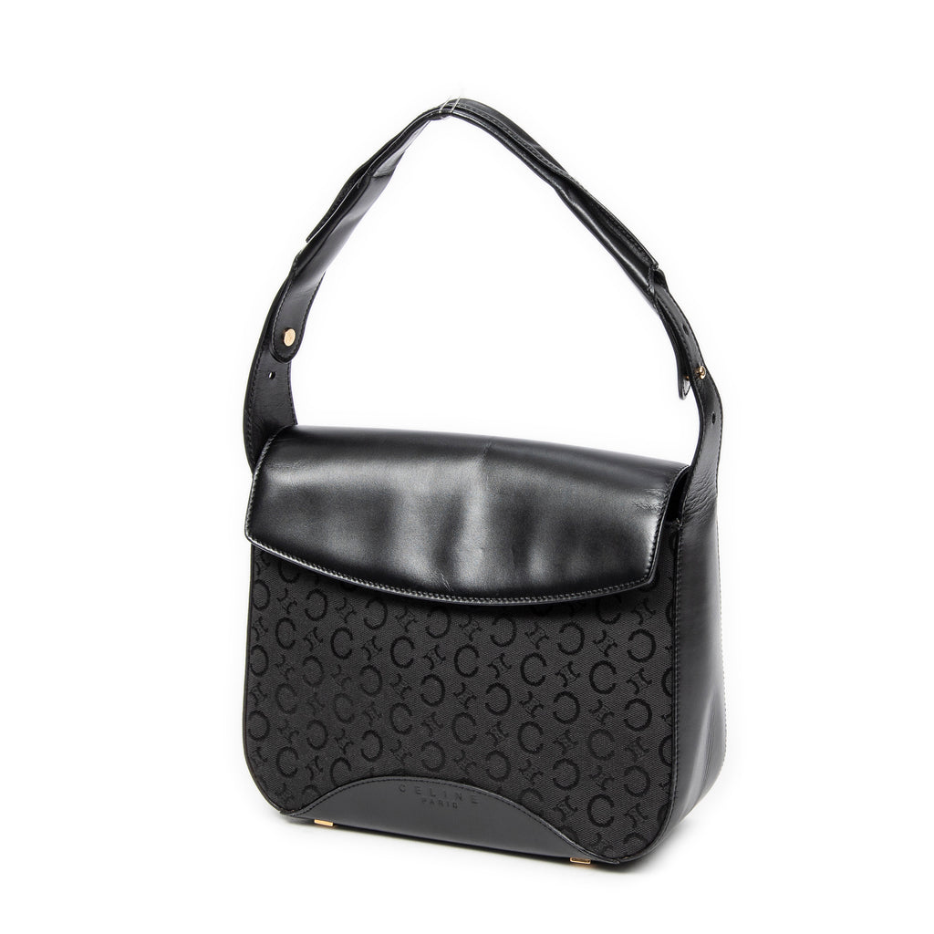 Shoulder Bag Square Flap Hobo Black C Macadam Canvas
