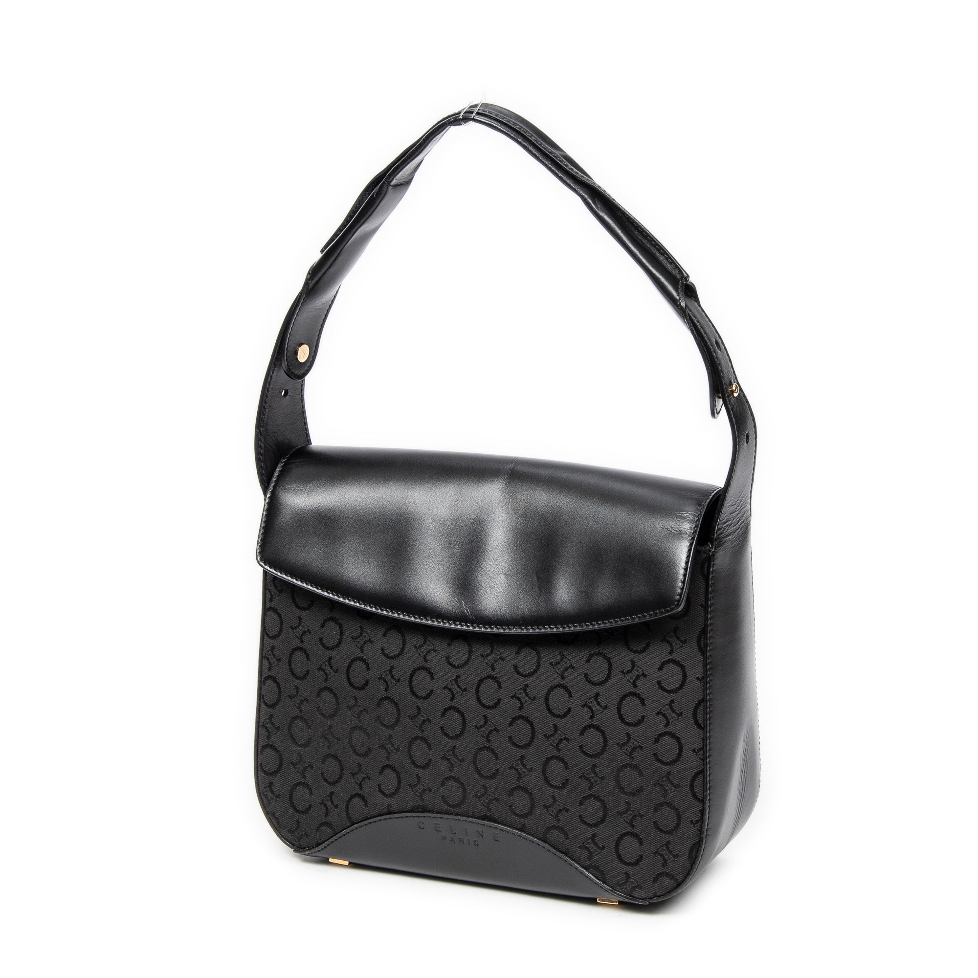 Shoulder Bag Square Flap Hobo Black C Macadam Canvas