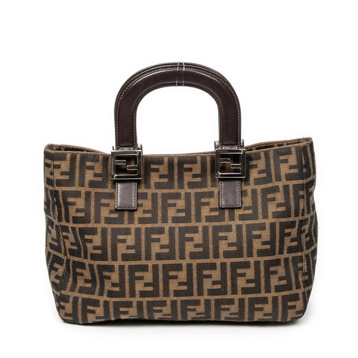 Bolso Pequeño FF Open Tote Lona Zucca Marrón