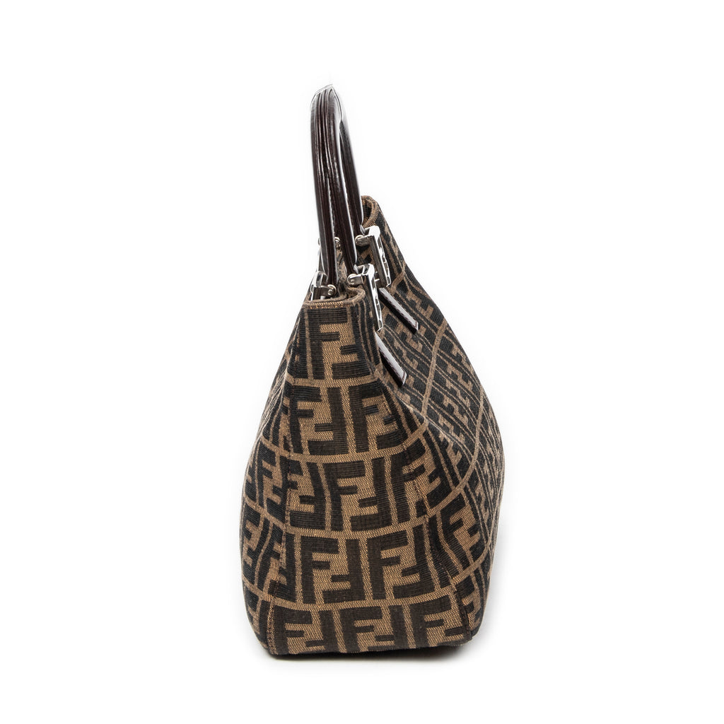 Bolso Pequeño FF Open Tote Lona Zucca Marrón