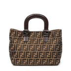 Bolso Pequeño FF Open Tote Lona Zucca Marrón