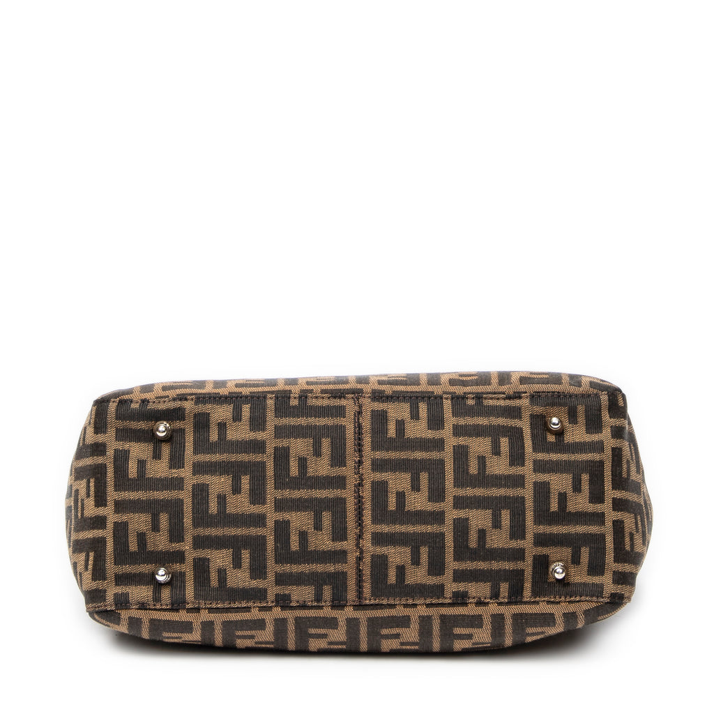 Bolso Pequeño FF Open Tote Lona Zucca Marrón