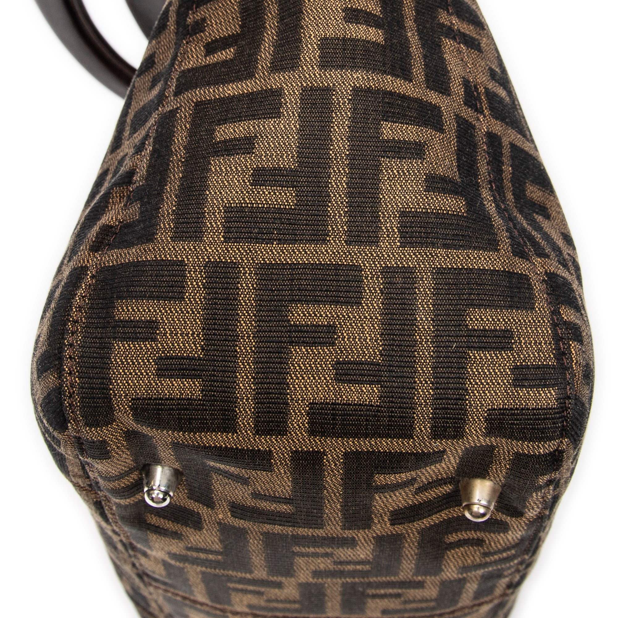 Bolso Pequeño FF Open Tote Lona Zucca Marrón