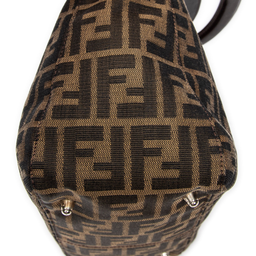 Bolso Pequeño FF Open Tote Lona Zucca Marrón