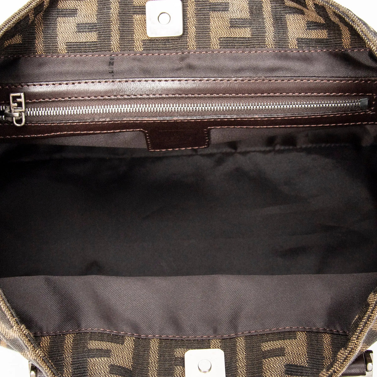 Bolso Pequeño FF Open Tote Lona Zucca Marrón