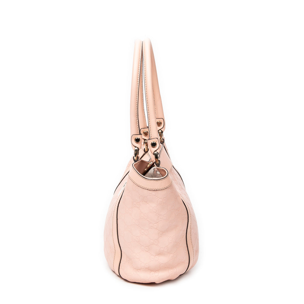 Shoulder Bag Small D Ring Bucket Tote Pink Guccissima Leather