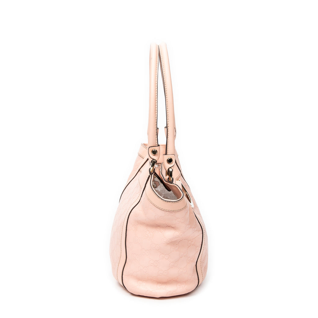 Shoulder Bag Small D Ring Bucket Tote Pink Guccissima Leather