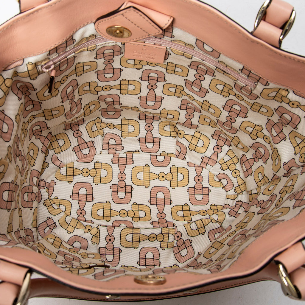 Shoulder Bag Small D Ring Bucket Tote Pink Guccissima Leather