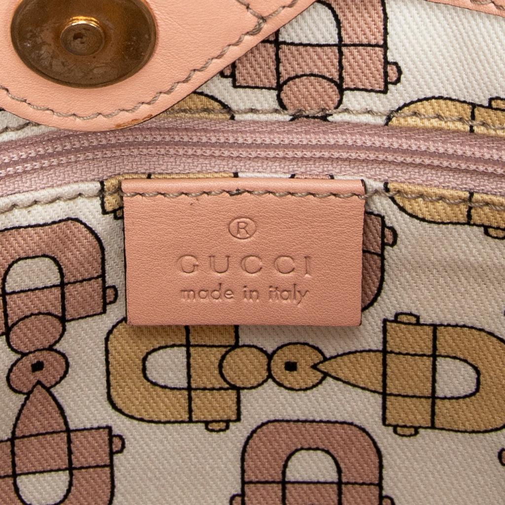 Shoulder Bag Small D Ring Bucket Tote Pink Guccissima Leather