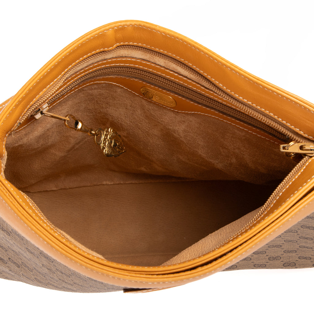 Shoulder Bag Vintage GG Crossbody Beige Microguccissima Coated Canvas