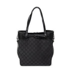 Bolso de hombro, bolso tote alto con cinturón, lona negra monogramada
