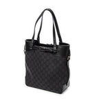 Bolso de hombro, bolso tote alto con cinturón, lona negra monogramada