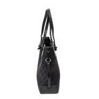 Bolso de hombro, bolso tote alto con cinturón, lona negra monogramada