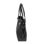 Bolso de hombro, bolso tote alto con cinturón, lona negra monogramada
