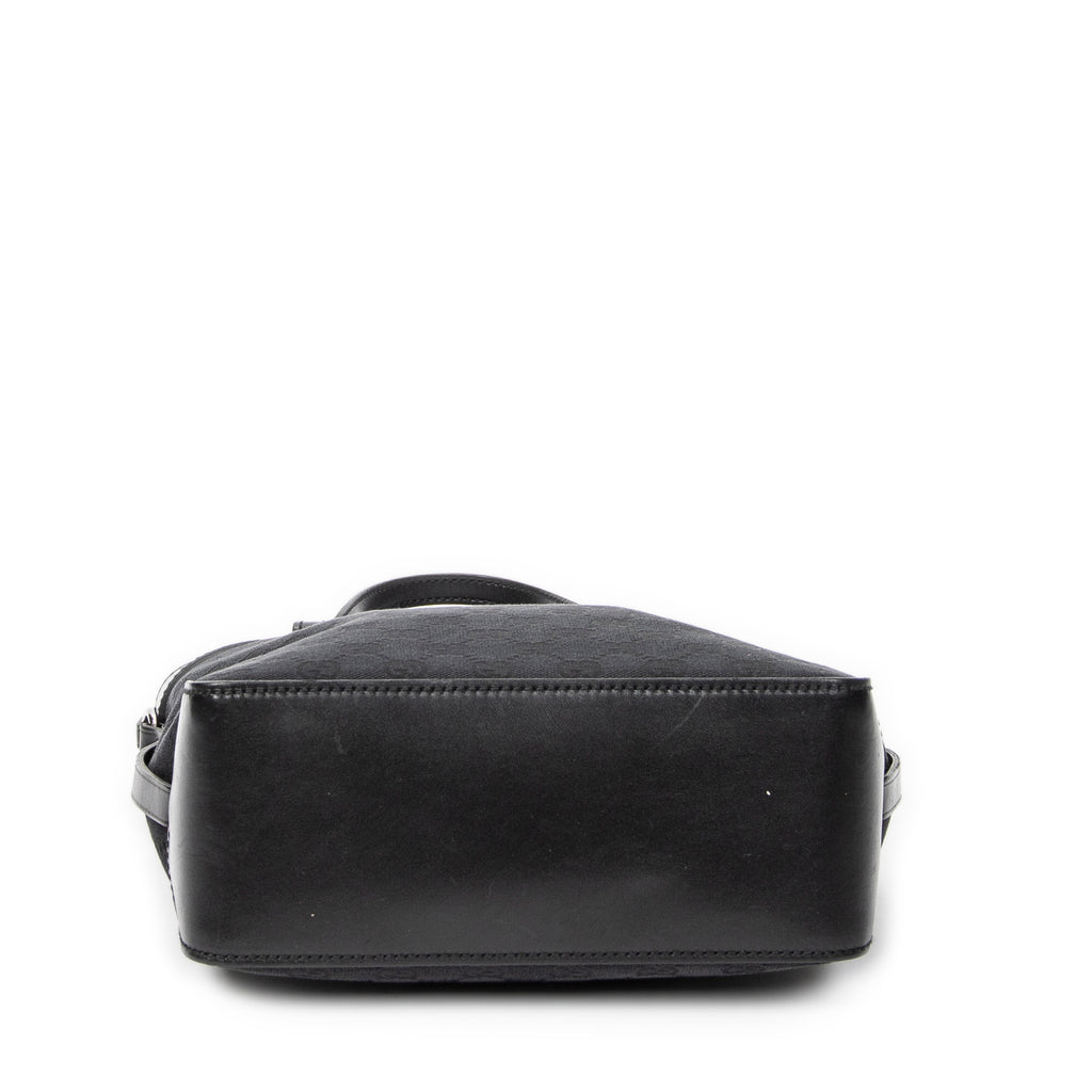 Bolso de hombro, bolso tote alto con cinturón, lona negra monogramada