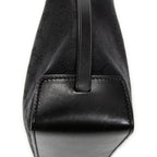 Bolso de hombro, bolso tote alto con cinturón, lona negra monogramada
