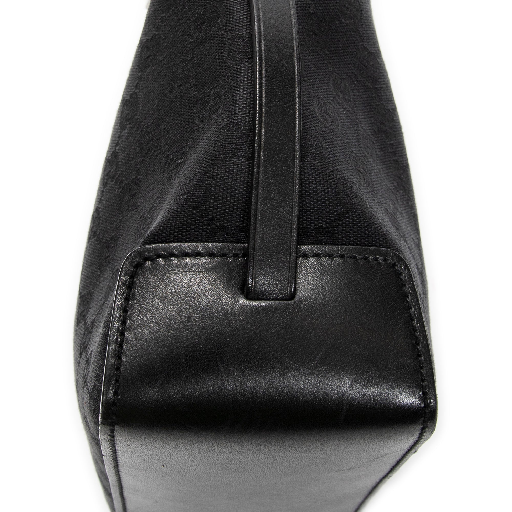Bolso de hombro, bolso tote alto con cinturón, lona negra monogramada