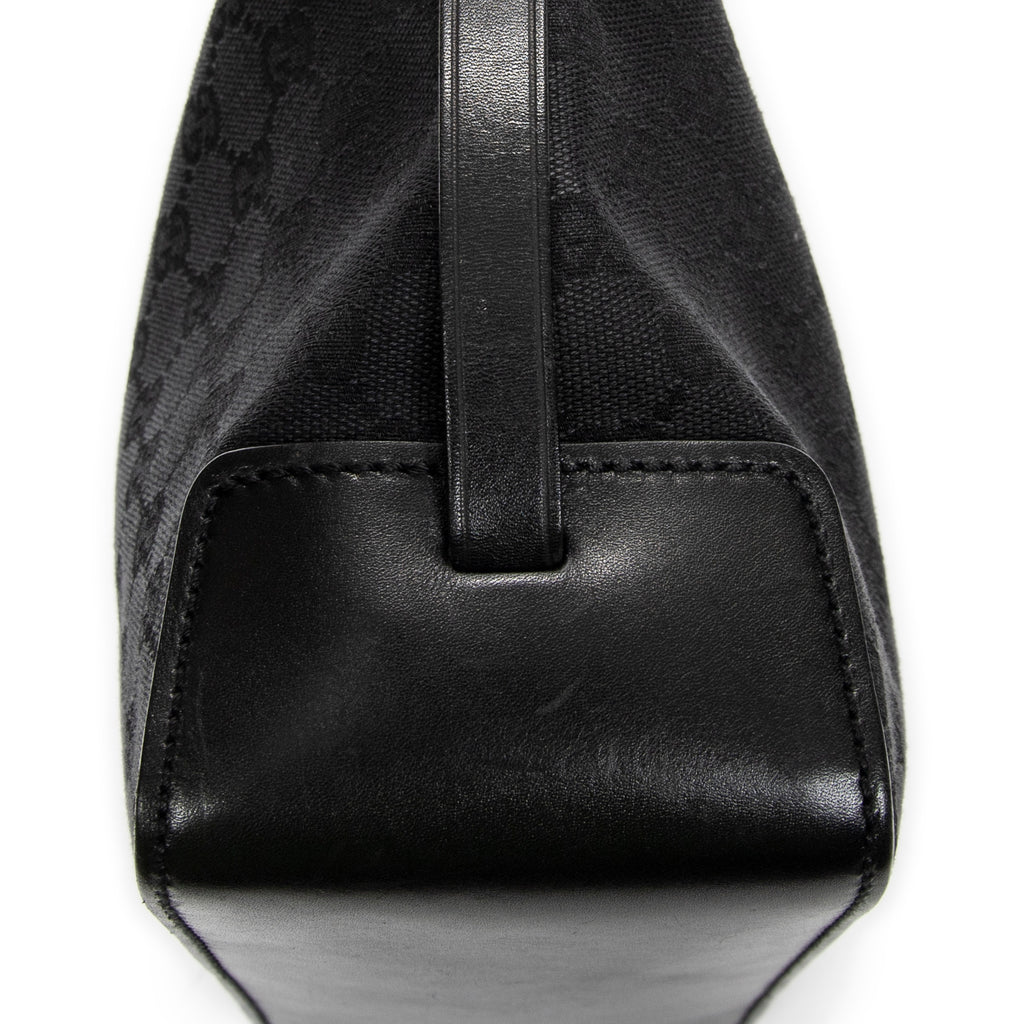 Bolso de hombro, bolso tote alto con cinturón, lona negra monogramada