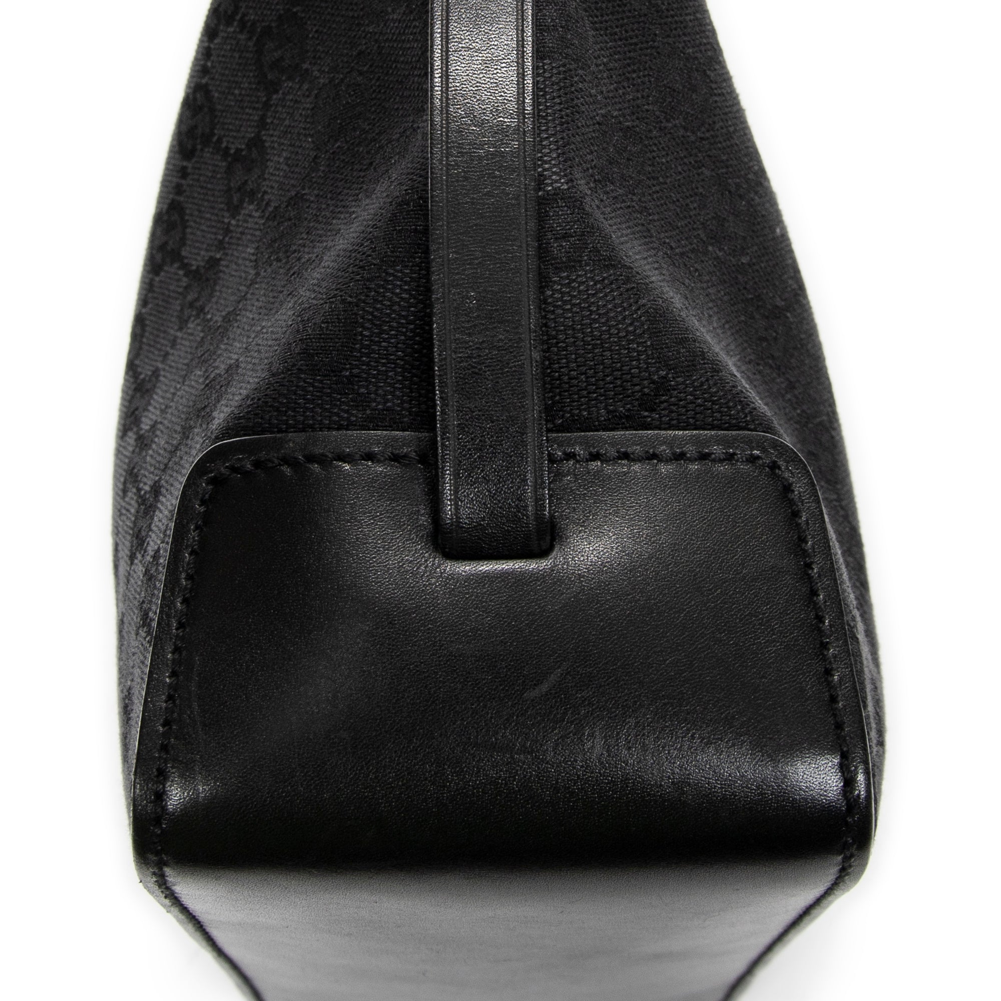 Bolso de hombro, bolso tote alto con cinturón, lona negra monogramada