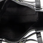 Bolso de hombro, bolso tote alto con cinturón, lona negra monogramada