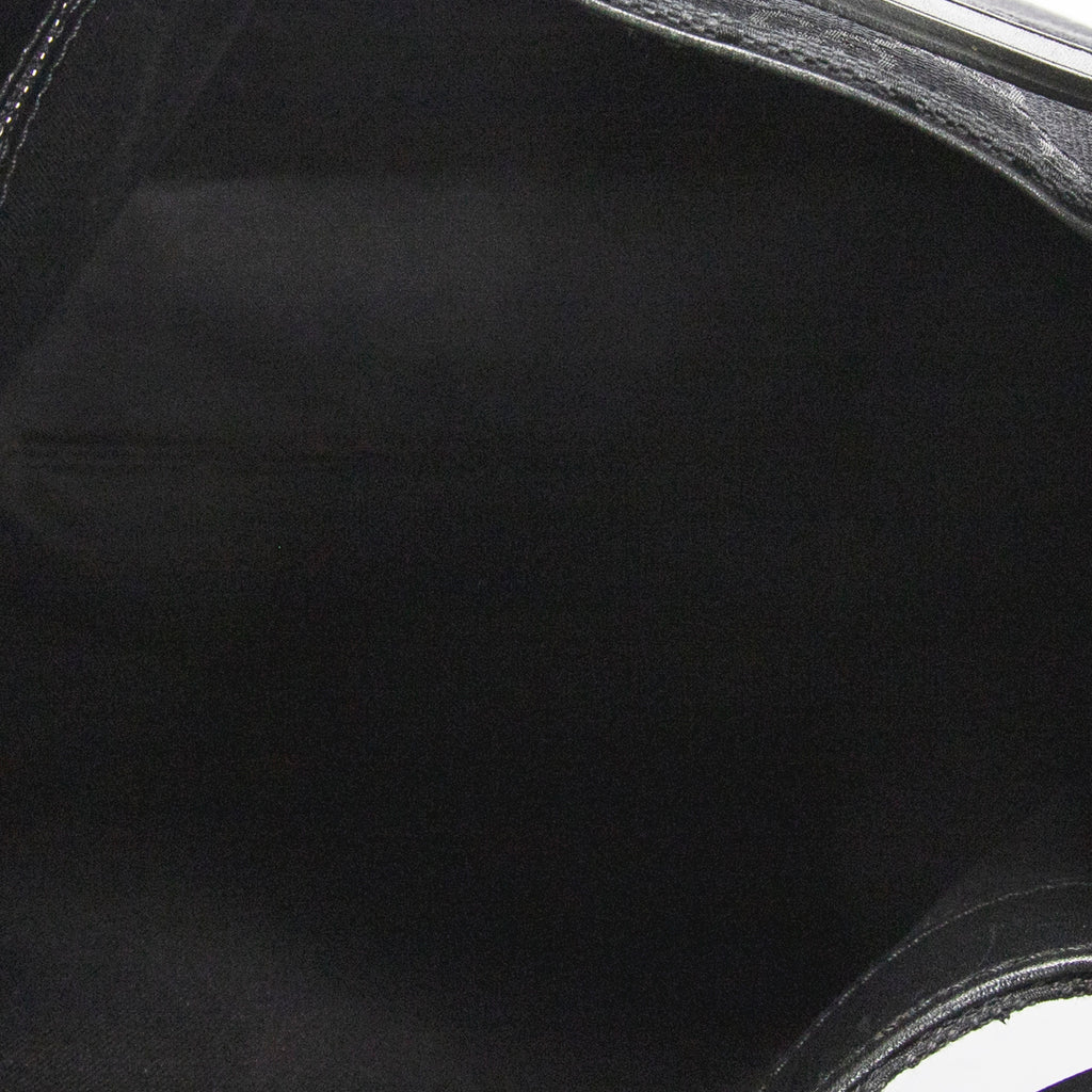 Bolso de hombro, bolso tote alto con cinturón, lona negra monogramada