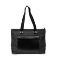 Shoulder Bag Medium Front Pocket Tote Black Monogrammed Nylon Canvas