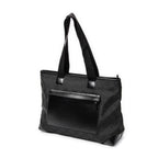 Shoulder Bag Medium Front Pocket Tote Black Monogrammed Nylon Canvas