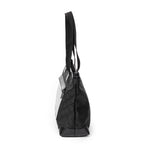 Shoulder Bag Medium Front Pocket Tote Black Monogrammed Nylon Canvas